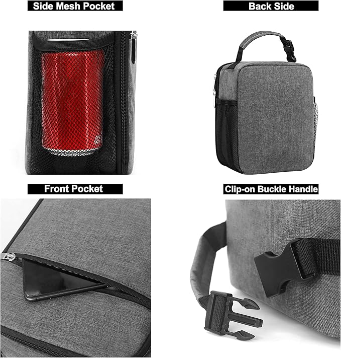 Lunch Box for Men & Women Durable Lunch Bag for Adults Reusable Small Lunchbox Grey