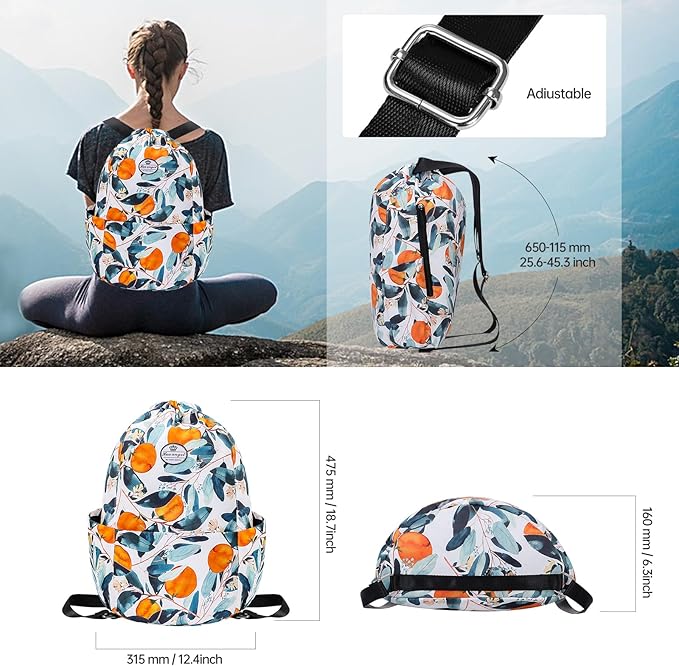 HUA ANGEL Floral Print Drawstring Bag - Lightweight Waterproof Cinch Sackpack with Side Pocket for Men & Women Travel Gym Bag