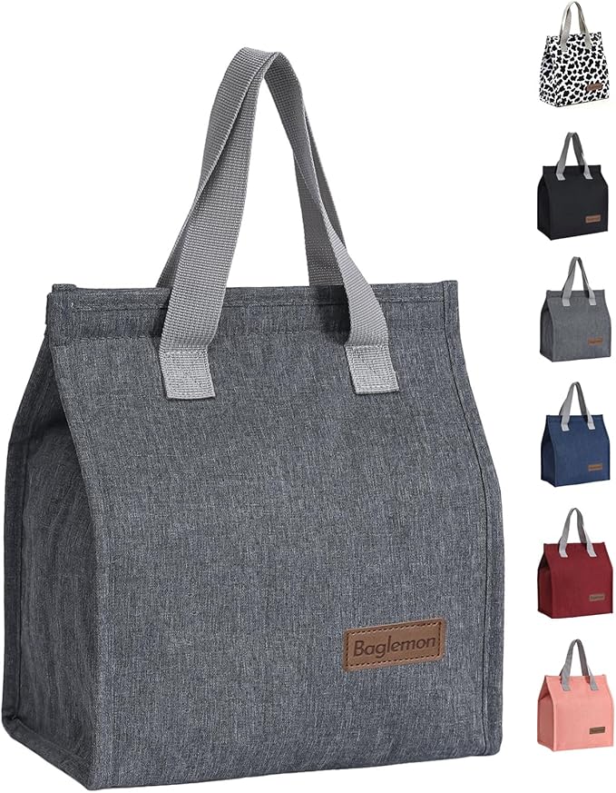 Lunch bag, Insulated Lunch Bag for Women Men, Lunch Containers Reusable Lunch Tote Bags for Work, Travel, Outdoor (Grey)