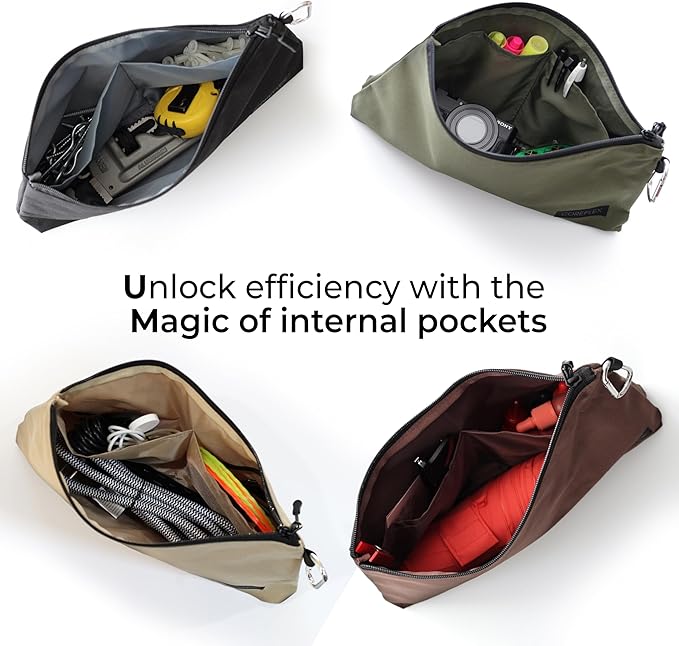 COREFLEX Premium Tool Pouch Zipper Bag, Small Tool Bag, Multipurpose Storage pouch, Heavy duty Flat Bottom Tool bag with YKK Zipper (6 pack Large 12inch)