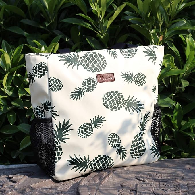 ESVAN Original Floral Water Resistant Large Tote Bag Shoulder Bag for Gym Beach Travel Daily Bags Upgraded