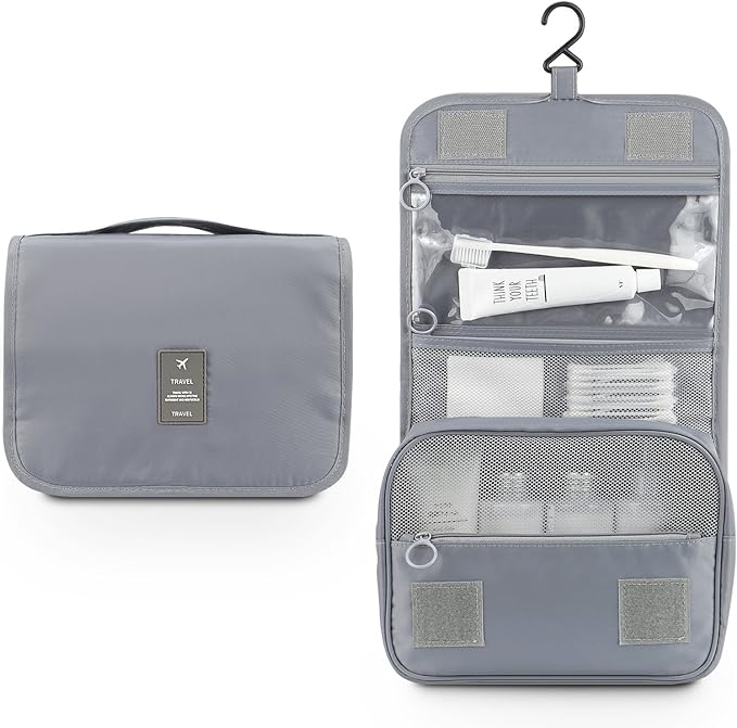 Mossio Hanging Toiletry Bag - Large Cosmetic Makeup Travel Organizer for Men & Women with Sturdy Hook