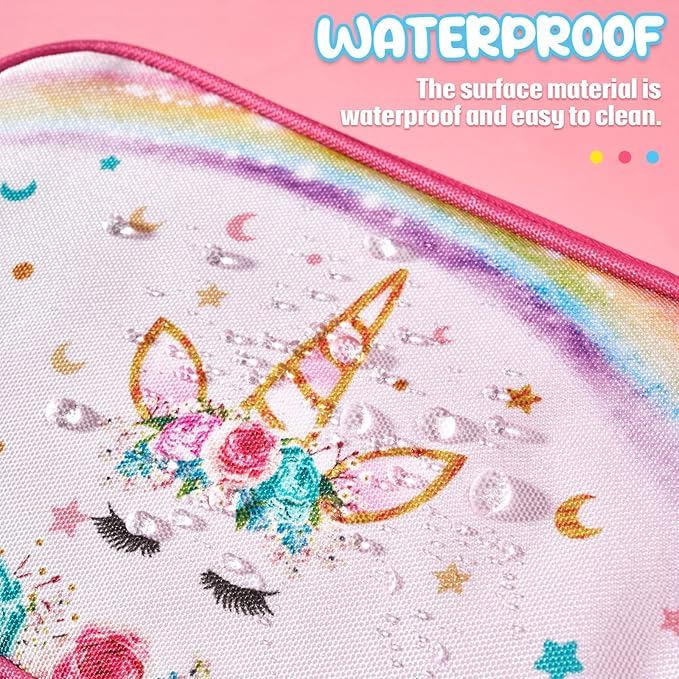 WAWSAM Rainbow Pink Toiletry Bag - Travel Toiletry Bag for Kids Girls Christmas Birthday Gift Camping Toiletry Case Toiletries Makeup Cosmetic Pouch Pink Water-resistant Wash Bag Dopp Kit with Pocket