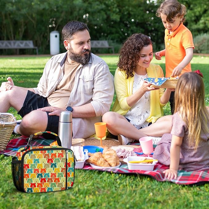 esouler Lunch Box Kids Insulated Lunch Bag for Boys & Girls Durable Children Lunchbox for School with Water Bottle Holder-Bear