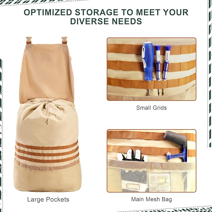 Himal Outdoors Spare Tire Trash Bag, Spare Tire Storage Bag,SUV Trunk Organizer for Outdoor Off-Road Recovery Gear,Beige