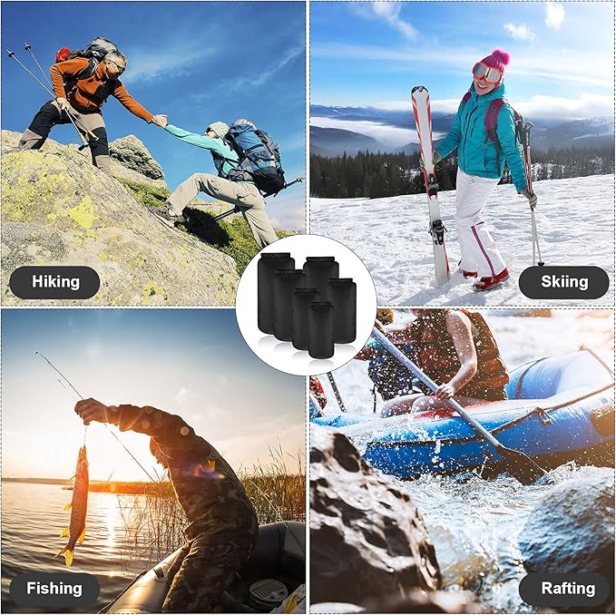 Shappy 6 Pcs Waterproof Dry Bag Set 6 Size Lightweight Sack and Long Adjustable Shoulder Strap 20/15/10/8/5/3l Outdoor Keep Gear Stuff Sack for Backpacking Boating Hiking Camping