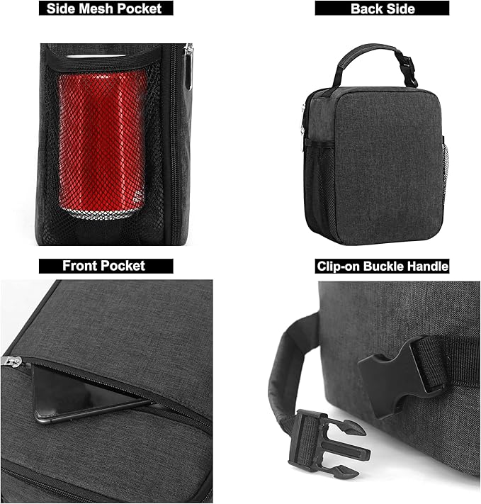 Lunch Box for Men & Women Durable Lunch Bag for Adults Reusable Small Lunchbox Dark Grey