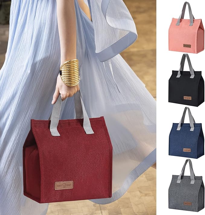 Lunch Bag Insulated, Lunch Box Bag, Reusable Lunch Tote Bag, Lunch Box Container Bag Insulated for Women, Men, Work, Office, Travel (2, red)