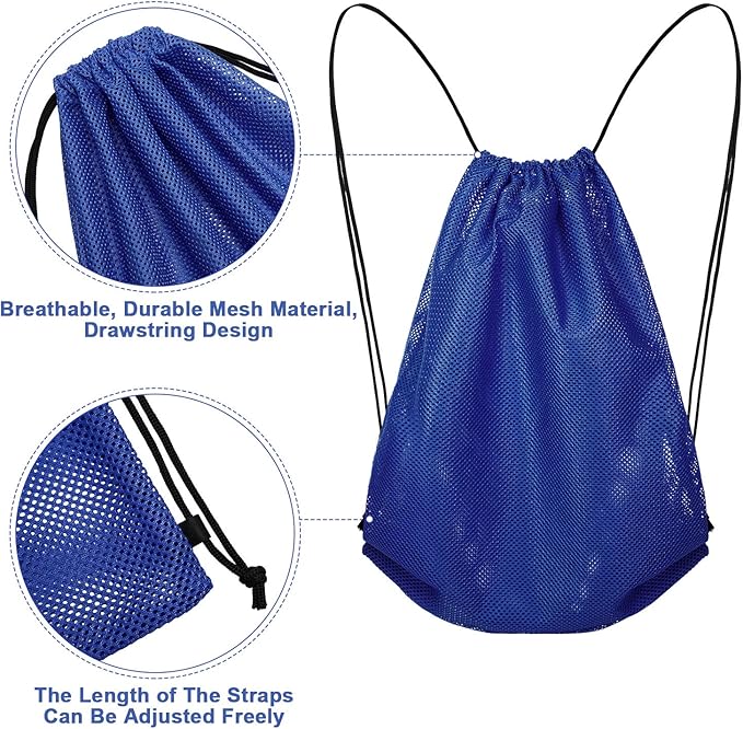 Frienda Mesh Drawstring Backpack Bag Multifunction Mesh Bag for Swimming, Gym, Clothes (Dark Blue) One piece