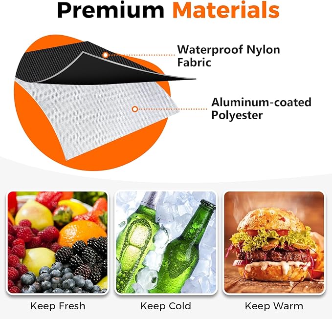 Moyad Insulated Lunch Bag for Women Men, Reusable Thermal Food Carrier Bag, Camping/Travel/Outdoor Cooler Handbag, Black