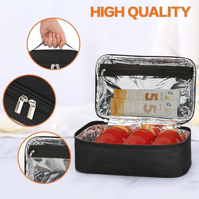 NATURAL STYLE Small Lunch Bag, Mini Portable Thermal Insulated Cooler Bag Lunch Box (Black)