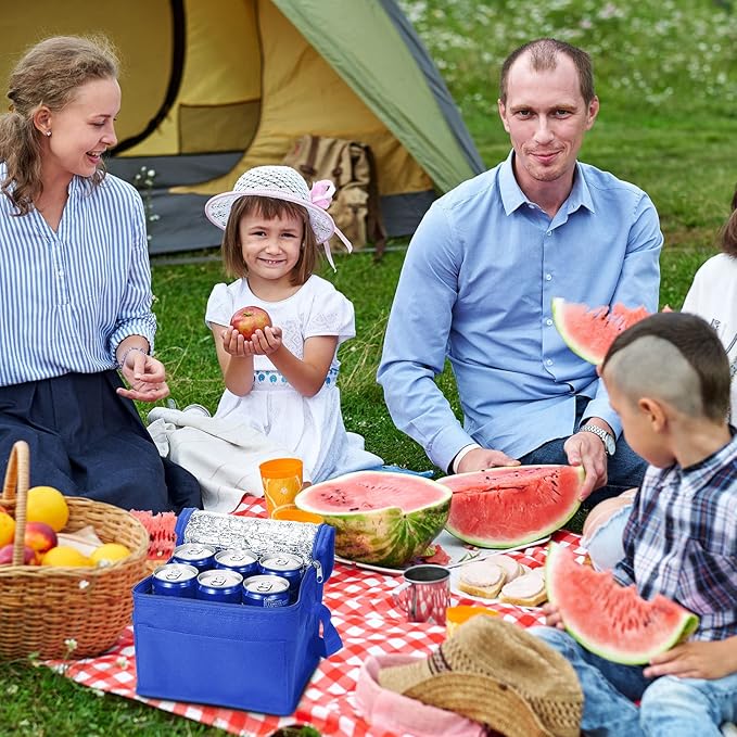 Nuogo 15 Pack Insulated Lunch Bags Bulk, Reusable Cooler Boxes, Leakproof Lunch Boxes Set, Waterproof Thermal Coolers, Insulated Beverage Bag for Women Men Work School Picnic Beach(Blue)