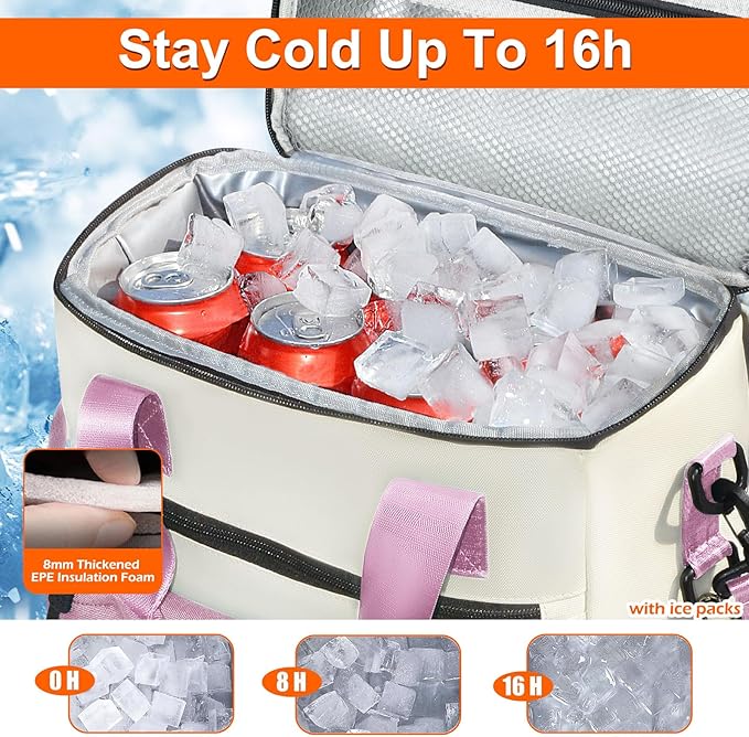 Cooler Backpack, 36 Cans Insulated & Leak Proof Backpack Cooler for Women, Stylish & Portable & Waterproof Cooler Bag, Soft Ice Chest Lunch Box for Beach Picnic Outdoor Travel Work
