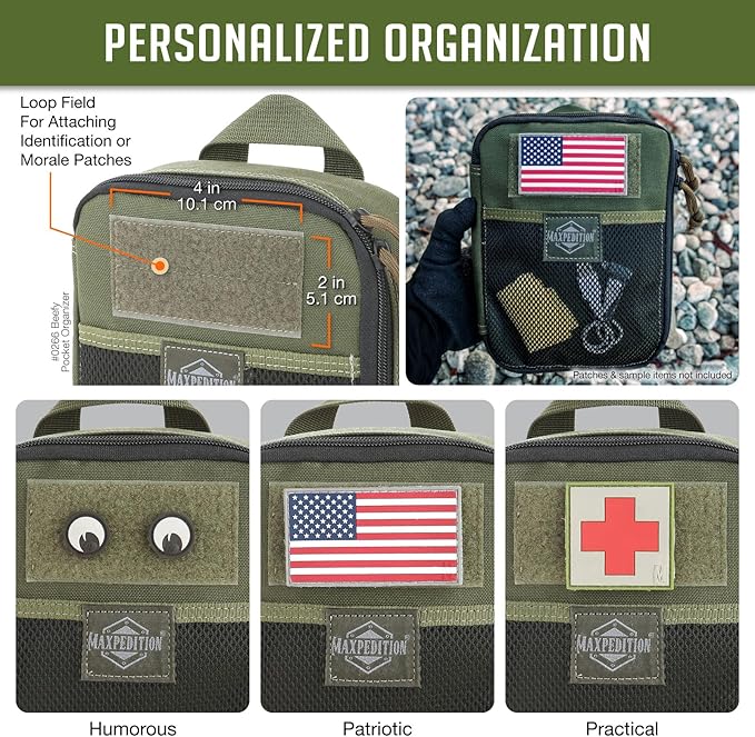 MAXPEDITION Beefy Pocket Organizer, Compact, MOLLE-Compatible, 1000D Nylon Tactical Pouch, Everyday Carry Tool and Gear Storage for Outdoor, Tactical, Survival, 0266