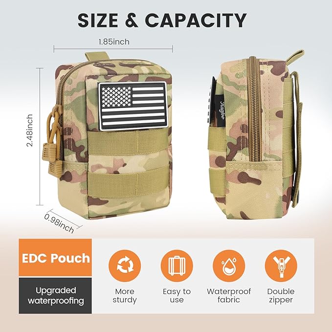 Molle Pouch, Compact Water Resistant Tactical EDC Utility Pouch Tear-Resistant Tactical Organizer Gear Pouch