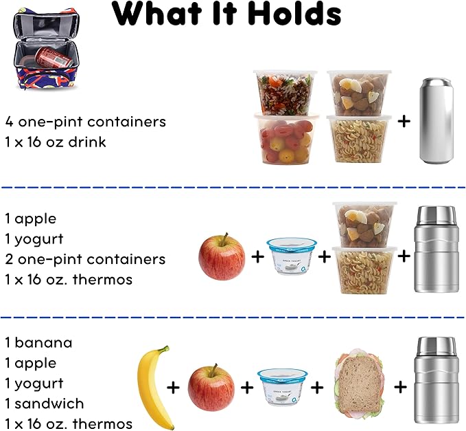 J World Corey Kids Lunch Bag. Insulated Lunch-Box for Boys Girls, Tennisy