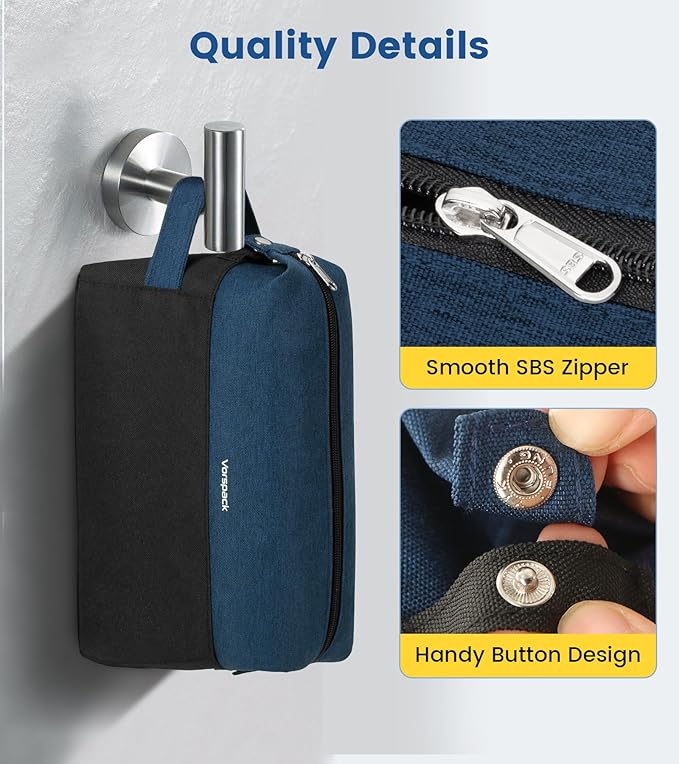 Vorspack Travel Toiletry Bag for Men - Lightweight Mens Toiletry Travel Bag Water Resistant Dopp Kit Shaving Bag for Skincare Toiletries Bathroom Gifts - Navy Blue