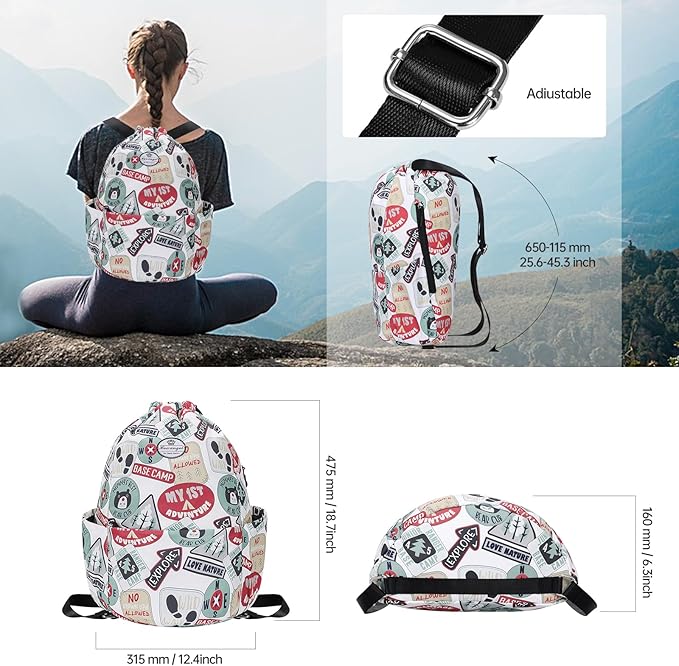 HUA ANGEL Floral Print Drawstring Bag - Lightweight Waterproof Cinch Sackpack with Side Pocket for Men & Women Travel Gym Bag