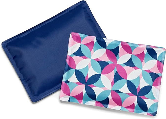 Cool Coolers by Fit & Fresh 2 Pack Soft Ice, Flexible Stretch Nylon Reusable Ice Packs for Lunch Boxes & Coolers, Geo & Navy