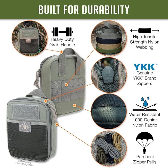 MAXPEDITION Beefy Pocket Organizer, Compact, MOLLE-Compatible, 1000D Nylon Tactical Pouch, Everyday Carry Tool and Gear Storage for Outdoor, Tactical, Survival, 0266