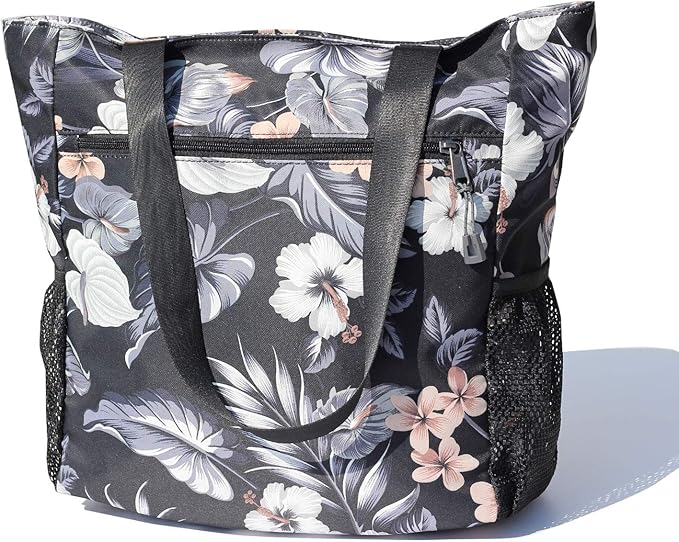 ESVAN Original Floral Water Resistant Large Tote Bag Shoulder Bag for Gym Beach Travel Daily Bags Upgraded