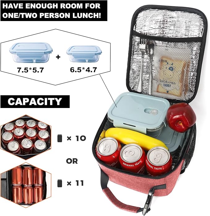 Femuar Lunch Box for Men Women Adults, Small Lunchbox for Work Picnic - Reusable Lunch bag Portable Lunch tote, Pink