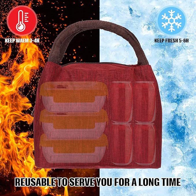 Chunful 12 Pcs Lunch Bags Bulk Insulated Reusable Lunch Bags Pouch with Aluminum for Women Adult School Office Work Employees