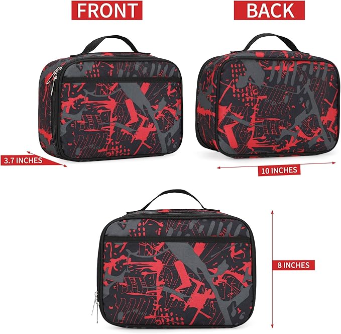 rickyh style Lunch Box with Padded Liner, Spacious Insulated Lunch Bag Durable Thermal Lunch Cooler Pack with Strap for Men Women Boys Girls Adults School Sports Beach Picnic Work Camp,2 Pocket