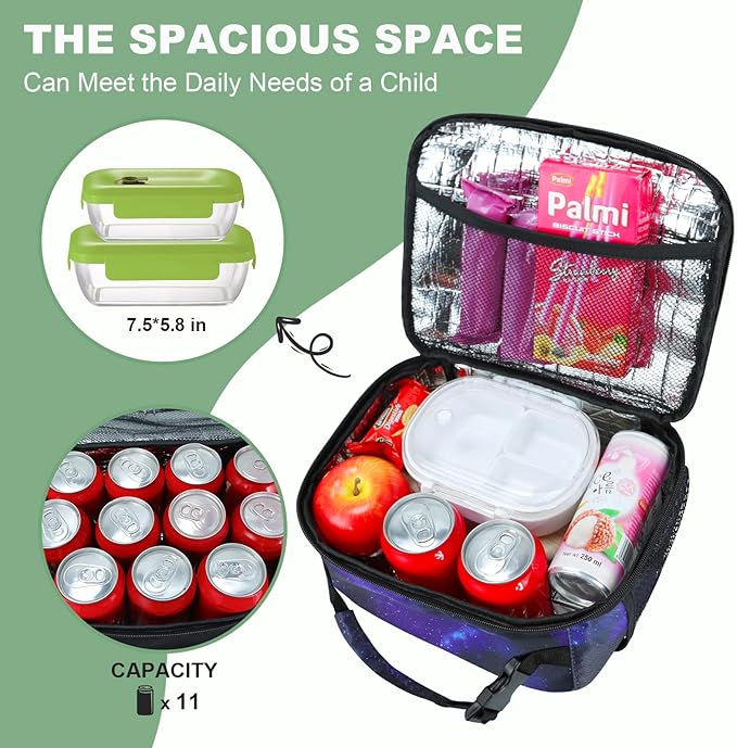 Kids Lunch Box for Boys Girls Lunch Bag Insulated Durable Lunchbox Children Lunch Tote Bag for School Star