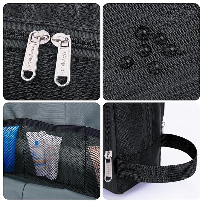 Toiletry Bag for Men Hanging Dopp Kit Water Resistant Shaving Bag Small Toiletry Bag for Traveling (Pure Black)