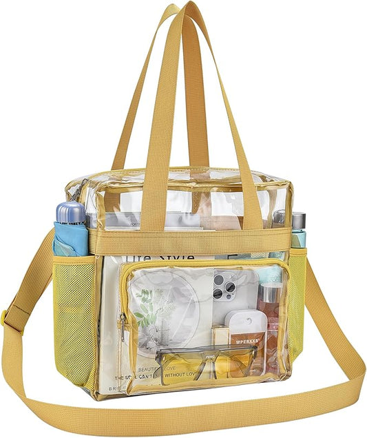 USPECLARE Clear Tote Stadium Approved, Security Travel & Gym Clear Bag for Work Sports Games Concerts