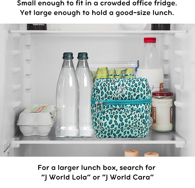 J World Corey Kids Lunch Bag. Insulated Lunch-Box for Girls, Women, Mint Leopard