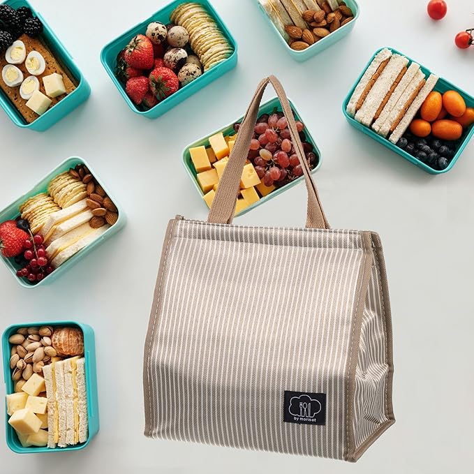 PATIKIL Insulated Lunch Bag, Oxford Cloth Waterproof Lunch Tote Bag Thermal Portable Lunch Box Food Container for Work Office Picnic Outdoor, 9.45"x5.91"x8.66", Khaki