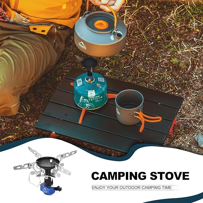 Widesea Backpacking Stove 3300W Camping Stove Portable Gas Burner with Iginitor Mini Ultralight Hiking Gear Outdoor Equipment