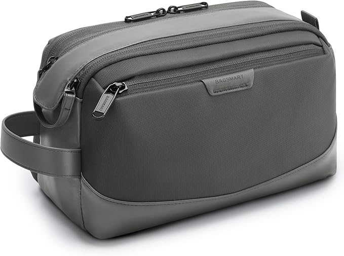 BAGSMART Toiletry Bag for Men, Large Travel Toiletry Organizer, Dopp Kit Water-resistant Shaving Bag for Toiletries Accessories - Grey