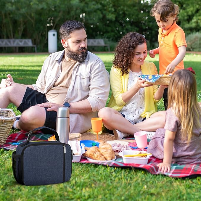 esouler Lunch Box Kids Insulated Lunch Bag for Boys & Girls Durable Children Lunchbox for School with Water Bottle Holder-Blue