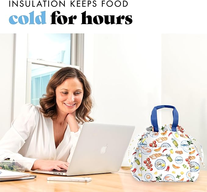 Fit & Fresh Lunch Bag For Women, Insulated Womens Lunch Bag For Work, Stain-Resistant Large Lunch Box For Women With Containers, Cinch Closure Cromwell Bag, Al Fresco Multicolored