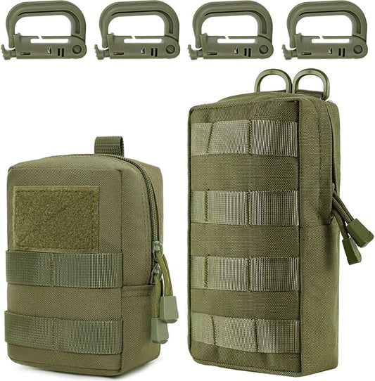 MUCHER 2 Pack Molle Pouches Tactical Pouches EDC Pouch Organizer Molle Bag Utility Pouch with 4 Carabiners for Outdoor Hiking Hunting Camping Training