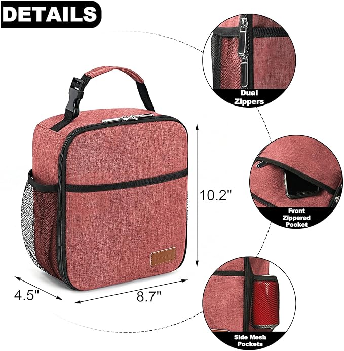Femuar Lunch Box for Men Women Adults, Small Lunchbox for Work Picnic - Reusable Lunch bag Portable Lunch tote, Pink