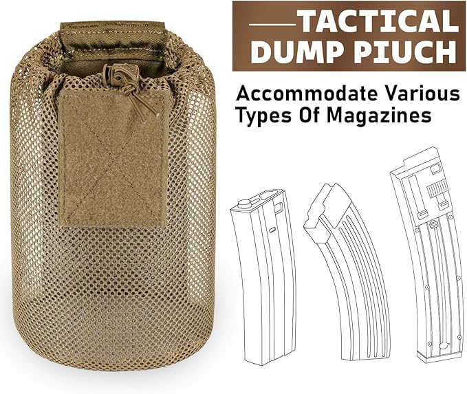 Dump Pouch Tactical Molle Mesh Pouches,Lightweight Range Compact Micro Drawstring Foraging Roll Up Foldable Recovery Ar Mag Tool Pack,EDC Drop Net Storage Belt Bag.…