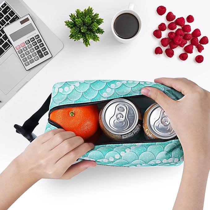 Cerbonny Freezable Kids/Adults Green Fish Theme Lunch Cooler, Suit for 3+, Mini Fit for Yogurt