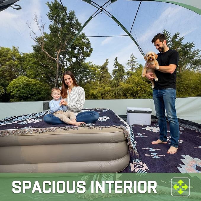 Happy Travel Camping Tent, 6 Person Dome Tents for Camping with Rainfly, Waterproof Clip Easy Setup Portable Family Tent with Mesh Windows, 20% More Headroom Backpacking Tents for Camping & Hiking
