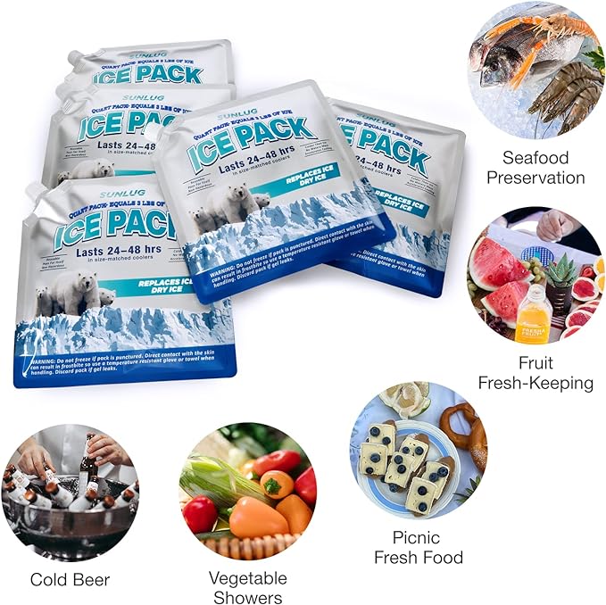 Cooler Ice Packs Reusable Ice Packs for Coolers Long Lasting Freezer Packs for Cooler Bag, Lunch Bags, Cooler Backpacks