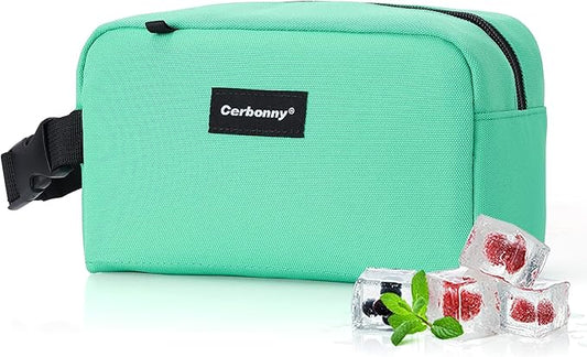 CERBONNY Small Cooler Bag Freezable Lunch for Work School Travel,Leak-proof Bag,Small Insulated For Kids/Adults,Freezer Bags,Freezable Snack Bag,Mini Fit Yogurt green-bv1
