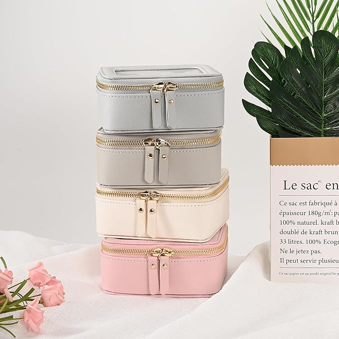 Aveniee Clear Makeup Bag Small, Mini Travel Toiletry Bag Cosmetic Bags Organizer, TSA Approved Clear Makeup Case Pouch with Zipper, Car Essentials for Women Men(Grey)