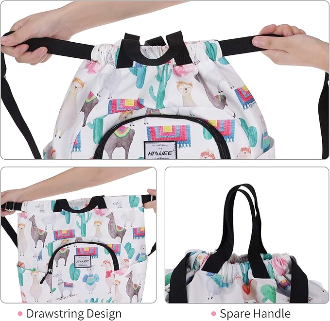 Dry Wet Drawstring Backpack with Shoe Compartment for Women Adjustable Gym Bag