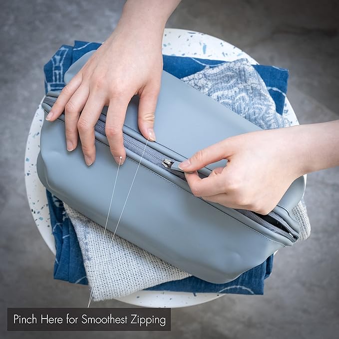 LINE+ARC Easy-to-Clean Silicone Dopp Kit (As Seen in Glamour and GQ) Extra-Wide Opening Anti-Stain (Forest, 3.5L) Toiletry Bag Travel Set Makeup Organizer Cosmetics Case Fabric Simple Hang Loop