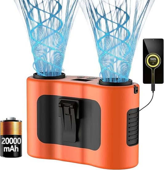 Waist mounted air conditioning fan - a cooling device designed specifically for outdoor workers, equipped with a 20000mAh battery, providing 40 hours of long-lasting battery life (orange)