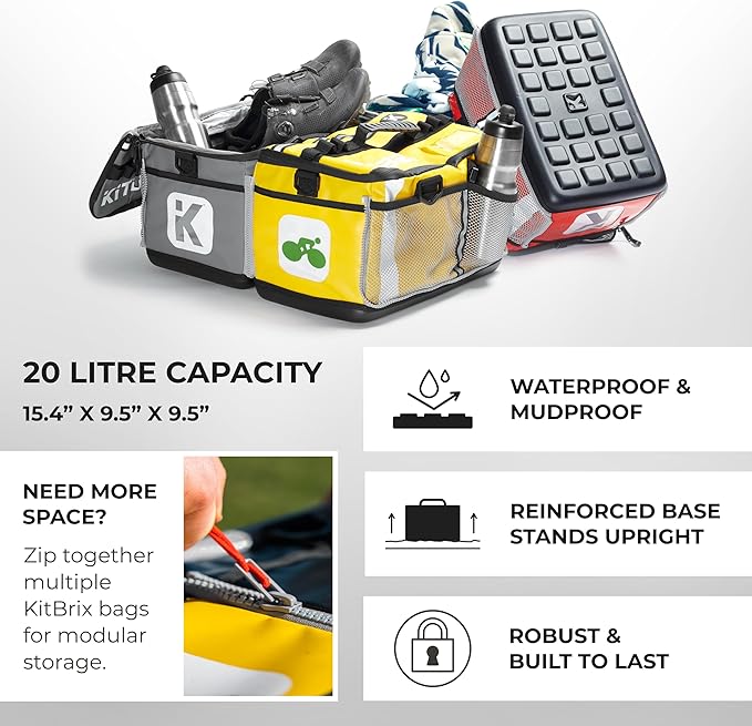 KITBRIX Gym Bag, Duffel Bag, Personal Item Travel Bag - Solid Waterproof Base - Built for Wet, Muddy Gear - Multi-Use Swim Bag, Soccer Bag, Wrestling Bag, Camping Bag, Triathlon Transition Bag