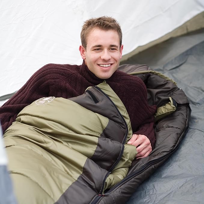 Coleman North Rim 0°F Big & Tall Sleeping Bag, Cold-Weather Mummy Sleep Sack with No-Snag Zipper & Adjustable Hood for Warmth & Ventilation